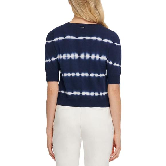 DKNY Womens Navy Tie-Dye Crop V-Neck Crop Top Shirt NWT - Picture 2 of 2